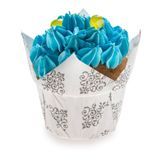 BAKING CUP 1oz 3"dia PETAL PAPER FLORAL BLACK 200/cs