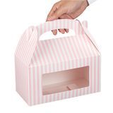 GABLE/ LUNCH BOX w/ WINDOW 9-1/2x5" PAPER PINK &WHT 25/cs