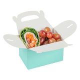 GABLE/ LUNCH BOX COMPOSTABLE 4x2-1/2" PAPER TURQUOISE 25/cs