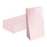 BAG PAPER 6x3-1/2x10-3/4" #6lb PINK/ WHITE STRIPE 100/cs