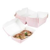 CLAMSHELL HOT DOG 6-3/4x3-1/2" 3-1/2"h PAPER PINK &WHT 100/cs