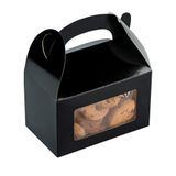 GABLE BOX w/WINDOW GREASEPROOF 6x3-1/2" PAPER BLACK 25/cs