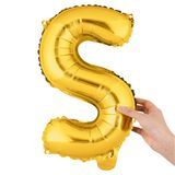 BALLOON LETTER "S" MYLAR 16" SELF-SEALING GOLD