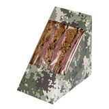 SANDWICH BOX 4-3/4"tri LRG PAPER GREEN/ WHT STRIPE 25/cs