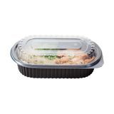FOOD CONTAINER/ DOME LID 32oz 9-1/4x6" OVAL PLS BLK 100/cs