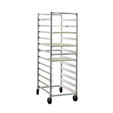 New Age NS833 Tray Rack, mobile, full height, open sides, with slides for (24) 15" x 20" trays, slides on 5" centers, all-welded aluminum