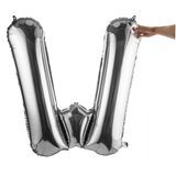 BALLOON LETTER "W" MYLAR 40" SELF-SEALING SILVER