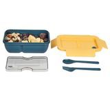 BENTO MWAVE BOX W/ FORK/ SPOON 7-3/4x4-3/4" PLS BLU/ YLL 1/cs