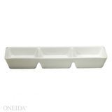 FUSION DISH 7-1/4x2-3/8" RECT 3-COMPT PORCELAIN WHITE 3dz/cs