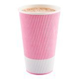 HOT CUP 16oz PAPER RIPPLE WALL LIGHT PINK 25/cs