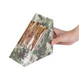 SANDWICH BOX 4-3/4"tri LRG PAPER GREEN/ WHT STRIPE 25/cs