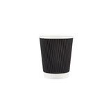 CUP HOT 8oz PAPER RIPPLE WALL BLACK 500/cs
