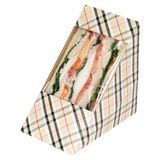 SANDWICH BOX 4-3/4"tri LRG PAPER TAN PLAID 200/cs