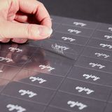 LABEL 2x1" PLASTIC CLEAR & WHT "ENJOY" 100/cs