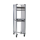 New Age 1331Z "Z" Type Nesting Bun Pan Rack, mobile, full height, open sides, with slides for (20) 18" x 26" pans, slides on approximately 3" centers