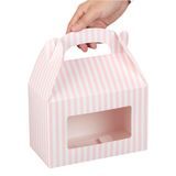 GABLE BOX w/ WINDOW 8-1/2"l 4-3/4"w PAPER PINK & WHT 25/cs
