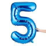 BALLOON NUMBER "5" MYLAR 40" SELF-SEALING BLUE