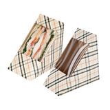 SANDWICH BOX 4-3/4"tri LRG PAPER TAN PLAID 200/cs