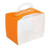 CUPCAKE BOX LEAF W/ HANDLE 5x3-1/4" PET ORANG/ CLR 100/cs