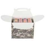 GABLE/ LUNCH BOX COMPOSTABLE 10x7x8" PAPER CAMOUFLAGE 25/cs