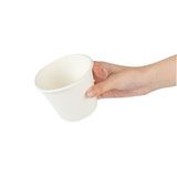 SOUP CUP 15oz BAGASSE 4"dia RD NO PFAS COMPOST WHITE 100/cs