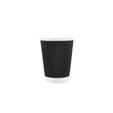HOT CUP 12oz RIPPLE DBLE WALL PAPER BLACK 500/cs