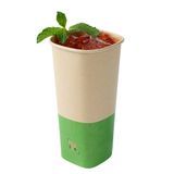 HOT CUP 22oz 6-3/4"h SQ SINGLE PAPER KRAFT/ GREEN 25/cs