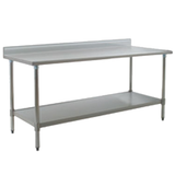 Eagle T2448SEB-BS-1X Deluxe Series Work Table, 48"W x 24"D, 16/300 series stainless steel top with rolled front edge & 4-1/2" backsplash, adjustable