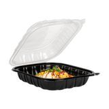 CLAMSHELL CONTAINER MW 54oz 10-1/4x9x3" PP BLK/ CLR 100/cs