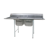 Eagle 414-24-2-24-X 414 Series Sink, two compartment, 100"W x 31-1/4"D, 430 stainless steel top with 304 stainless steel sink bowls, 24" x 24" x