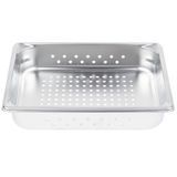 Half-size 2.5" deep super pan v perforated stainless steel steam table pan, Vollrath 30223
