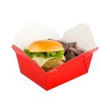 TAKEOUT BIO-PAK #8 6-3/4x5-1/2 RECT 45oz PAPER RED 200/cs