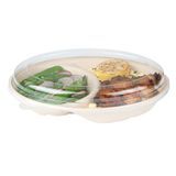 LID 9-1/2x7" F/ 2-COMP BAGASSE BOWL PET CLEAR 100/cs