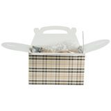 GABLE/ LUNCH BOX COMPOSTABLE 6x3-1/2" PAPER PLAID 100/cs