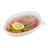 DOME LID 8-1/4x5-1/2x1-1/2" F/ 18oz BAGASSE PET CLR 100/cs