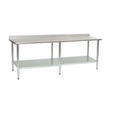Eagle T3096B-BS-1X Budget Series Work Table, 96"W x 30"D, 4-1/2"H backsplash, 430 stainless steel top, rolled front edge, adjustable galvanized