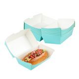 CLAMSHELL HOT DOG 6-3/4x3-1/2" 3-1/2"h PAPER TURQUOISE 100/cs