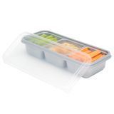 CONTAINER/ LID 3-CMPT MW 20oz 8-3/4x3-3/4" PP SILVER 100/cs
