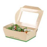 LUNCH BOX 57oz 8x5-1/2" WINDOW CMPST BAMBOO/ PLA NAT 50/cs