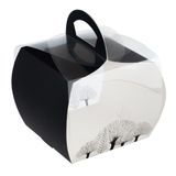 CUPCAKE BOX TREE 4"sq 4-1/4"h W/ HANDLE PET BLK/ CLR 100/cs