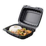 CLAMSHELL 30oz 9x6x3" MINERAL FILL PLS BLACK 100/cs