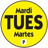 LABEL 3/4" 'TUESDAY' YELLOW TRILINGUAL 2000/cs