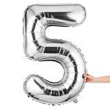 BALLOON NUMBER "5" MYLAR 40" SELF-SEALING SILVER