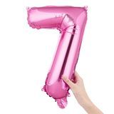 BALLOON NUMBER "7" MYLAR 16" SELF-SEALING PINK