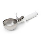 #6 Disher, round bowl, 3-1/8" bowl dia., 5-1/3 oz. capacity, 18-8 stainless with one-piece color coded white plastic handle, USA Made, Vollrath 47139