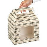GABLE/ LUNCH BOX w/ WINDOW 10x7x8" PAPER PLAID 100/cs
