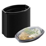FOOD CONTAINER/ LID 12oz OVAL 8x5-1/2" PLS BLACK/CLR 100/cs