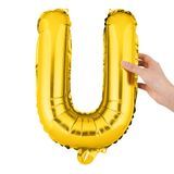 BALLOON LETTER "U" MYLAR 16" SELF-SEALING GOLD