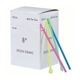SPOON STRAW 8" PLASTIC NEON ASST COLORS (2-400)