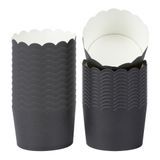 BAKING CUP 10oz 3-1/2"dia SCALLOP PAPER BLACK 200/cs